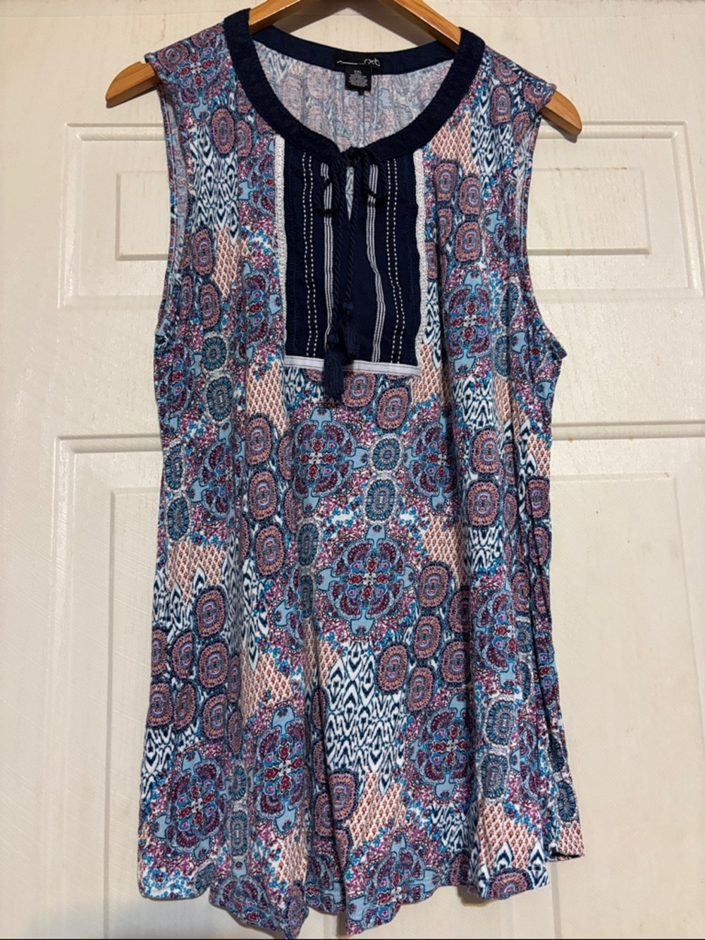 RXB Navy, Pink & Blue Sleeveless Printed Tunic